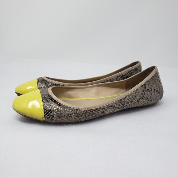 Banana Republic Leather Snake Skin Leather Cap Toe Ballet Flats Size 9.5 - Picture 1 of 7